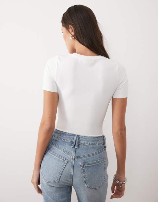 Good American sculpting tee bodysuit in white, 4 of 4