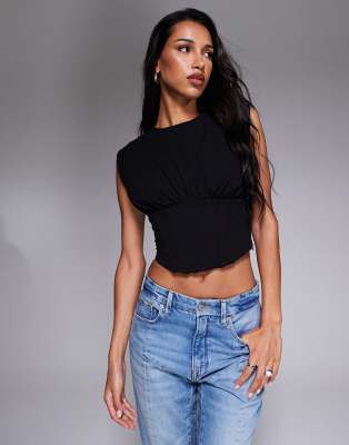 Good American Sleeveless Corset Top In Black