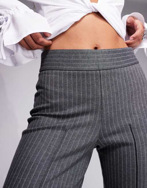 Good American soft-stretch ponte kick flare pants in suiting pinstripe, 5 of 5