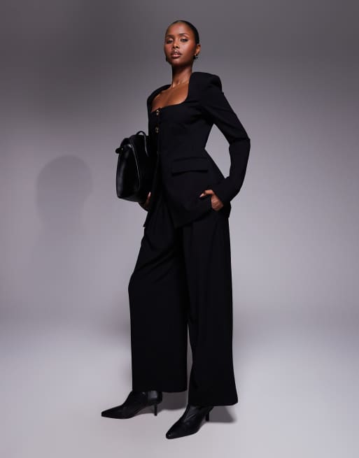 Good American soft stretch ponte sculpted blazer in black, 2 of 4