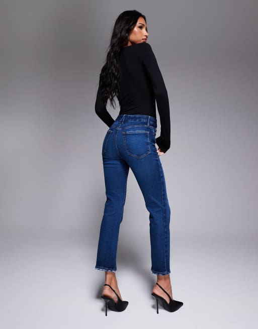 Good American – Soft Tech Good – Ciemnoniebieskie jeansy o prostym kroju, 5 z 5