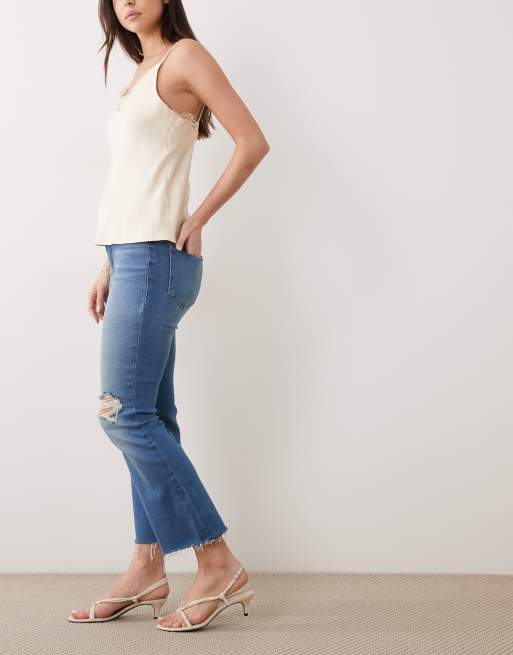 Good American soft tech good legs crop rip jeans in mid blue wash, 2 of 5