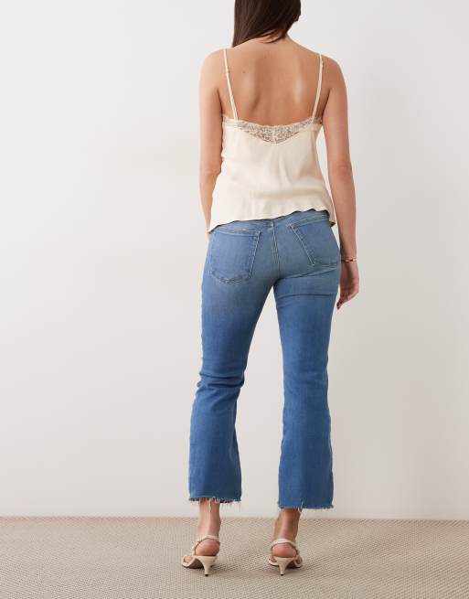 Good American soft tech good legs crop rip jeans in mid blue wash, 3 of 5