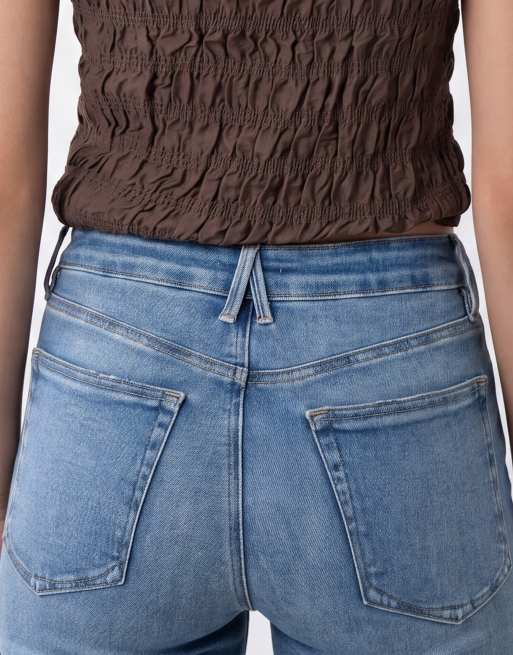 Good American - Soft Tech Good Legs - Cropped blå jeans med lige ben og flossede kanter, 5 af 5