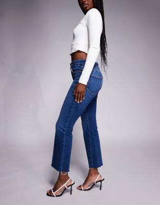 Good American Soft Tech Good Legs Cropped Mini Boot Cut Jeans In Blue