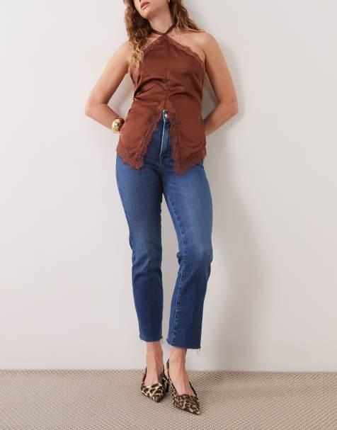 Good American soft tech good legs slim straight-leg jeans i mellemmørk blå vask - view 1