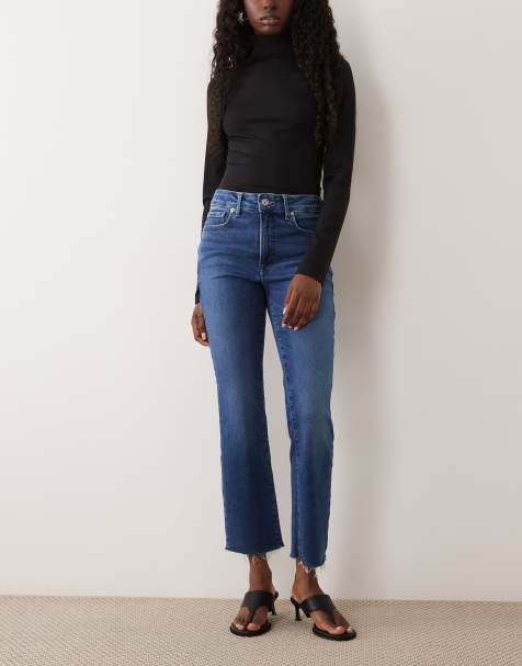 Good American soft tech good legs slim straight leg jeans in mid blue wash - view 1