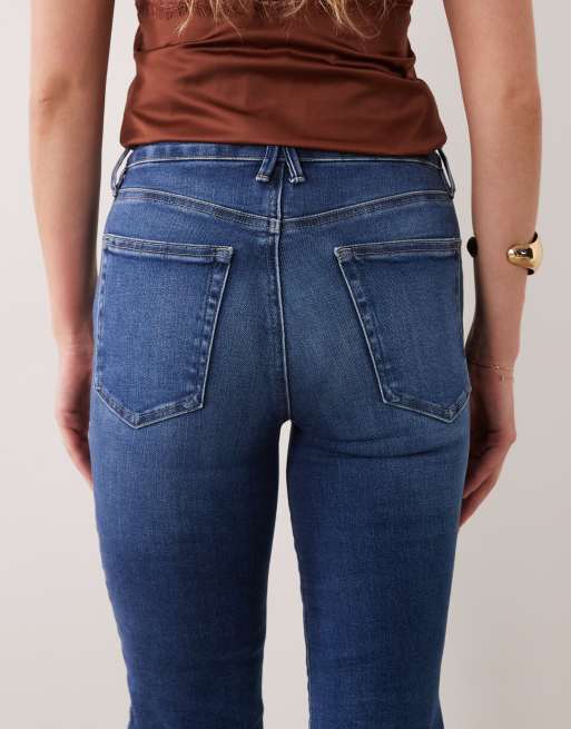 Good American soft tech good legs slim straight leg jeans in mid blue wash, 5 of 5
