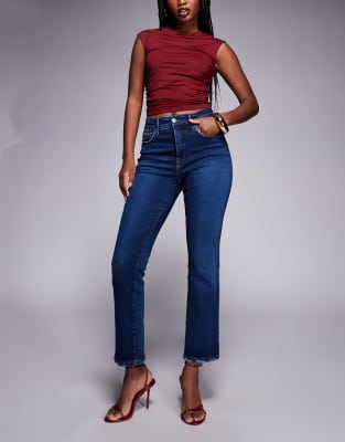 Good American Soft Tech Good Legs Straight Jeans In Blue