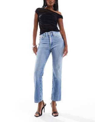 Good American Soft Tech Good Legs Straight Jeans In Blue