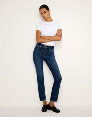 Good American - Soft Tech Good Legs - Straight Jeans in verwaschenem Dunkelblau