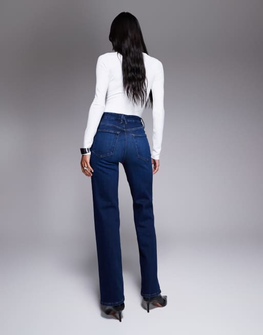 Good American - Soft Tech - Good True - Rechte jeans in blauw met donkere wassing , 4 van 5