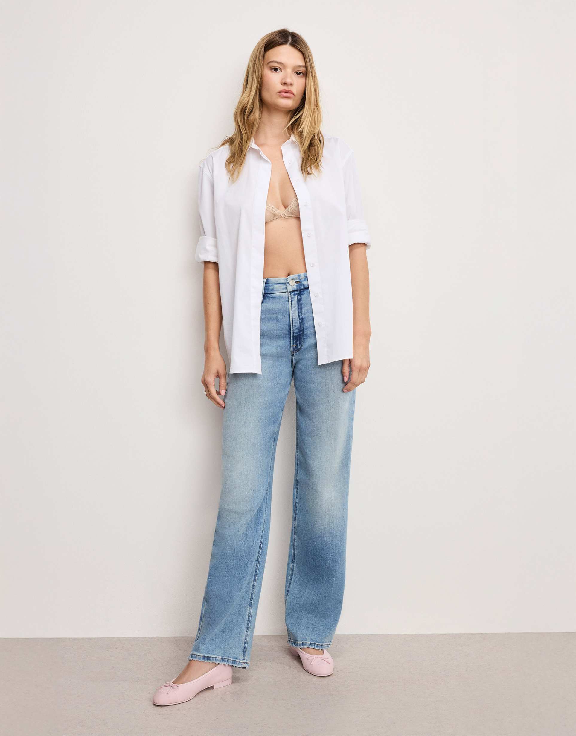 good american soft tech good true straight jeans in light blue wash