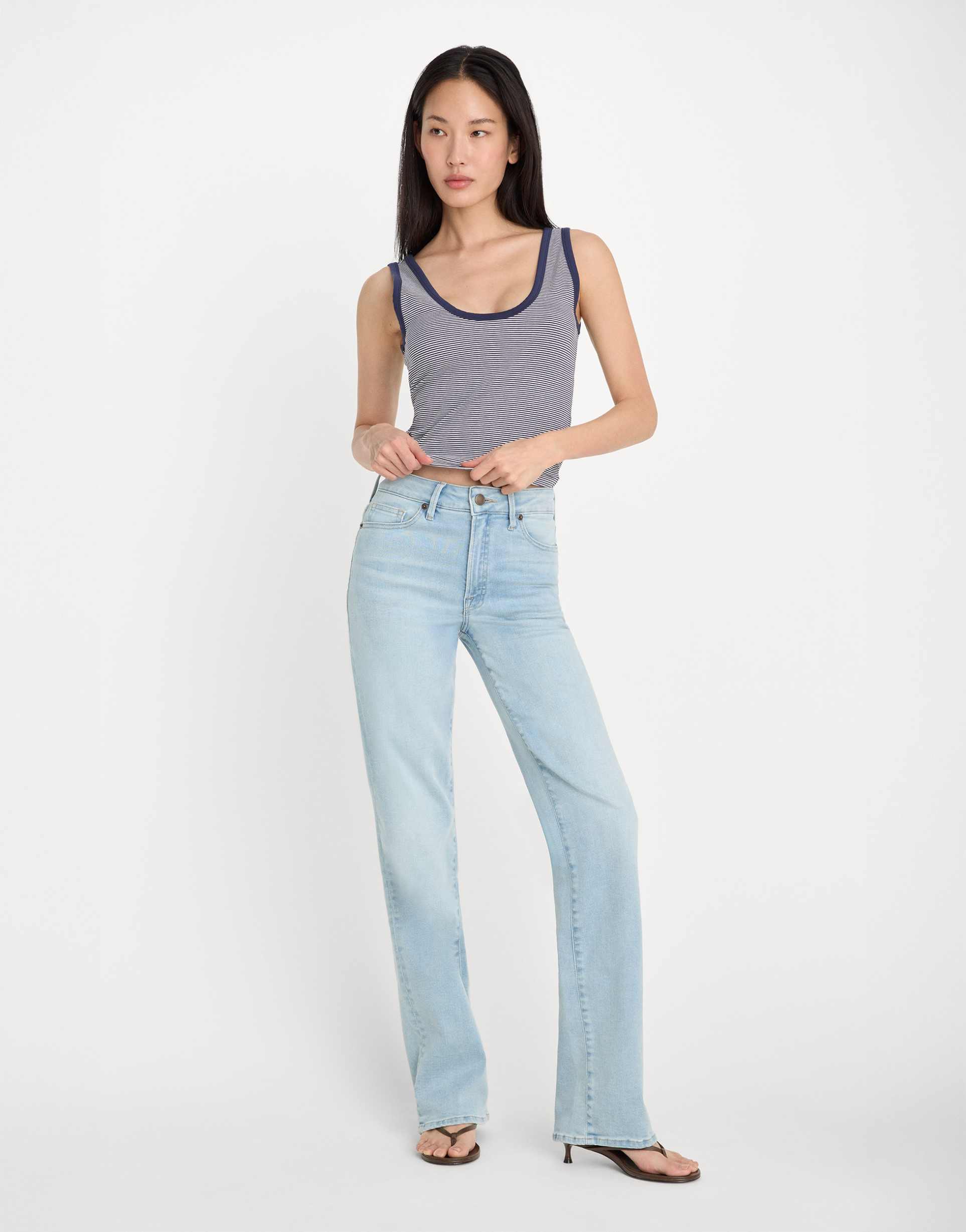 good american soft tech good true straight jeans in light blue wash