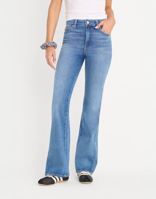 Good American – Soft Tech – Niebieskie jeansy bootcut z podwyższonym stanem, 2 z 4