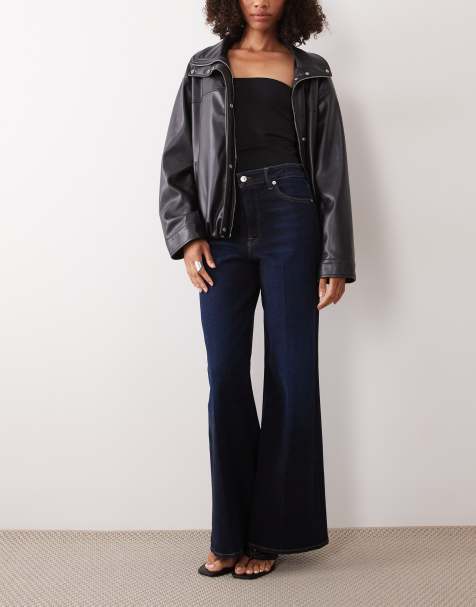 Good American soft touch good waist palazzo ankle length jeans in indigo - view 1