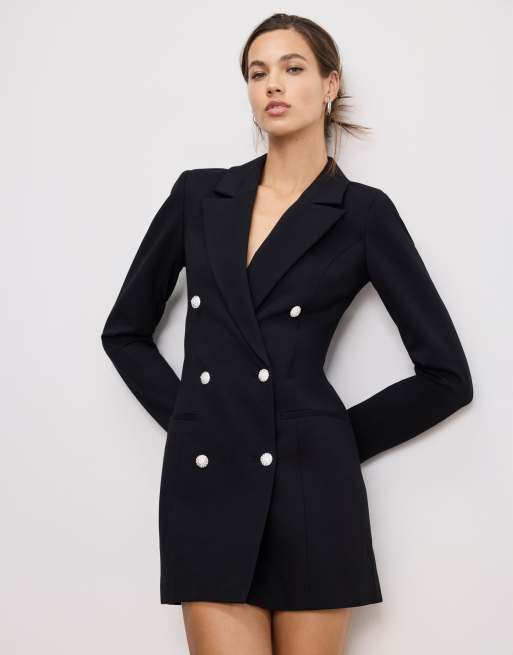 Good American - Sort dobbeltradet mini-blazerkjole i punto-jersey - Kun hos ASOS, 2 af 3