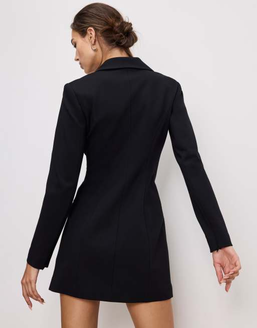 Good American - Sort dobbeltradet mini-blazerkjole i punto-jersey - Kun hos ASOS, 3 af 3