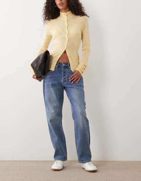 Good American straight leg ankle length jean in vintage wash blue - view 1