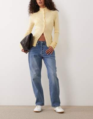 Good American Straight Leg Ankle Length Jeans In Blue