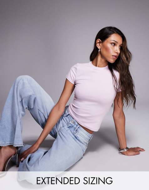 Good American super stretch baby tee in cotton candy pink - view 1