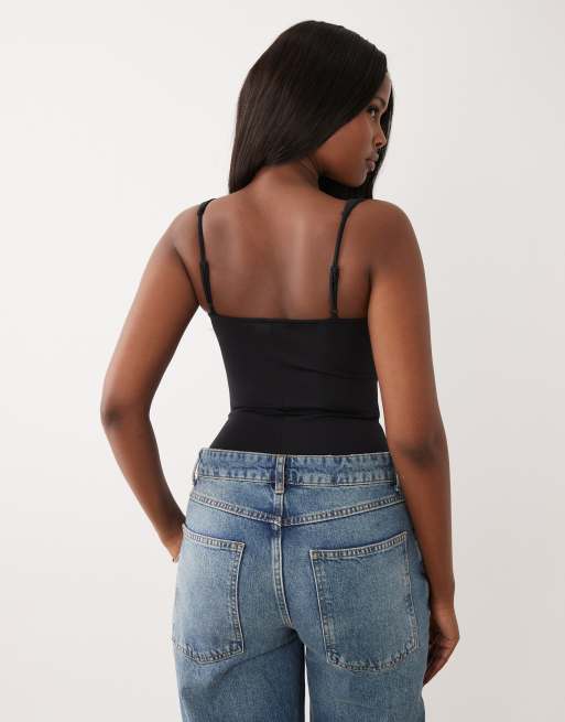 Good American sweetheart tank bodysuit in black, 4 of 4