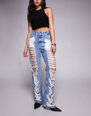 Good American the Khloé extreme rip jean in mid blue wash | ASOS