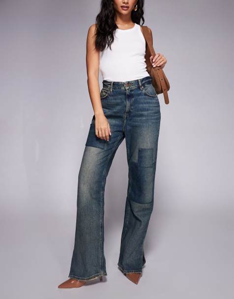 Good American the Khloé patchwork split hem jean in vintage wash - view 1
