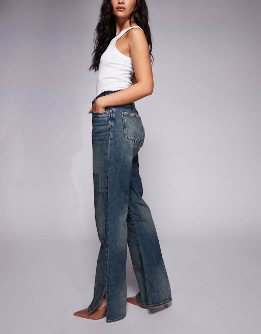 Good American The Khloé patchwork split hem jeans in vintage wash, 3 of 5
