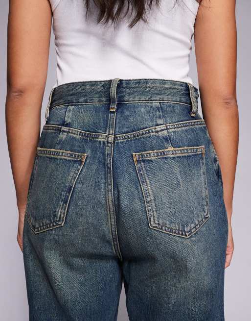 Good American The Khloé patchwork split hem jeans in vintage wash, 4 of 5