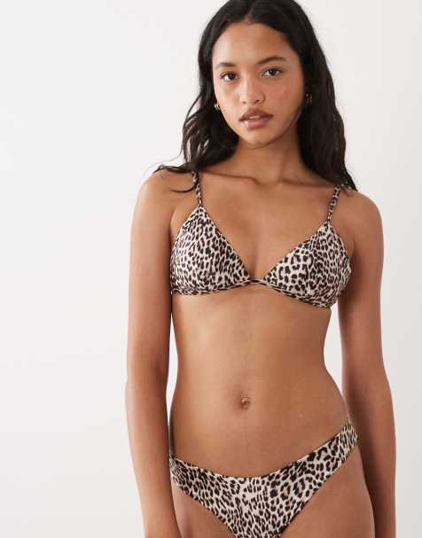 Good American - Top bikini perfect fit in raso leopardato in coordinato - view 1