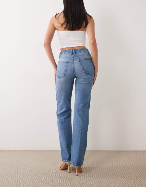 Good American – True – Jeans in mittelblauer Waschung mit hohem Bund und geradem Bein, 3 von 5
