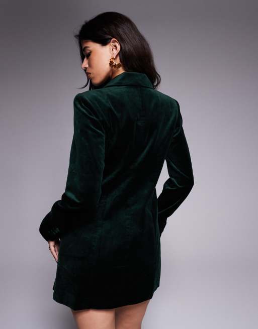 Good American velvet blazer dress in dark green, 4 of 4