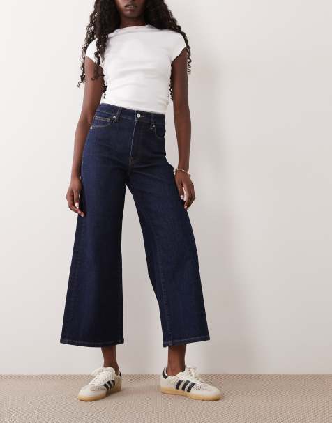 Good American – Verkürzte Palazzo-Jeans in Indigoblau - view 1