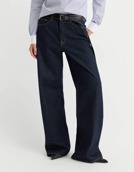 Good American vintage low slung baggy jeans in dark blue rinse, 2 of 5