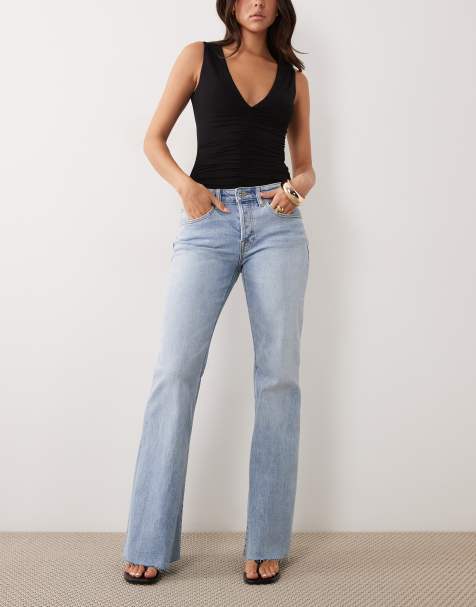 Good American vintage low waist relaxed flare leg jeans in light blue wash - view 1
