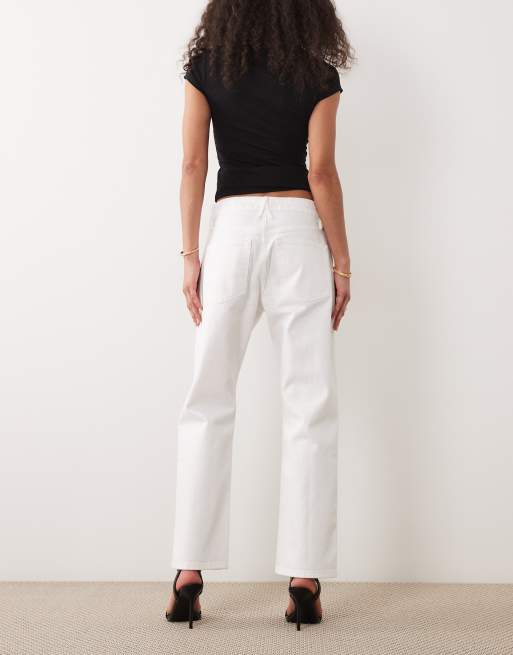 Good American vintage mid waist straight leg jeans in white, 3 of 5