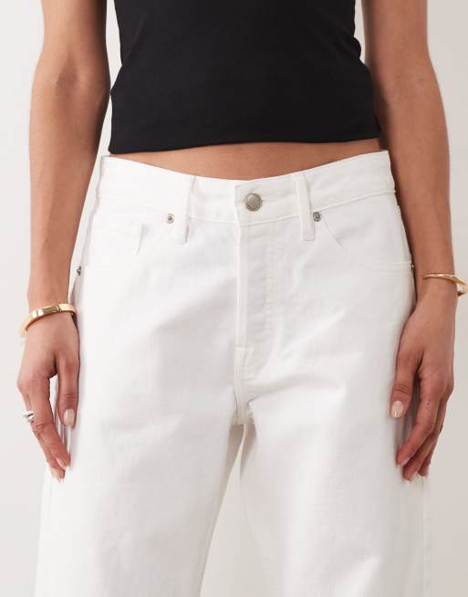 Good American vintage mid waist straight leg jeans in white, 5 of 5