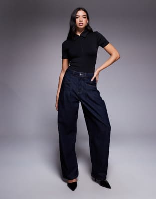 Good American Weightless Collared Bodysuit In Black