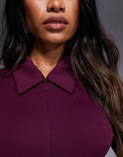 Good American weightless collared bodysuit in fig, 3 of 4