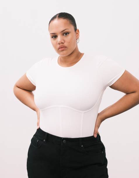 Good American weightless corset bodysuit in white - view 1