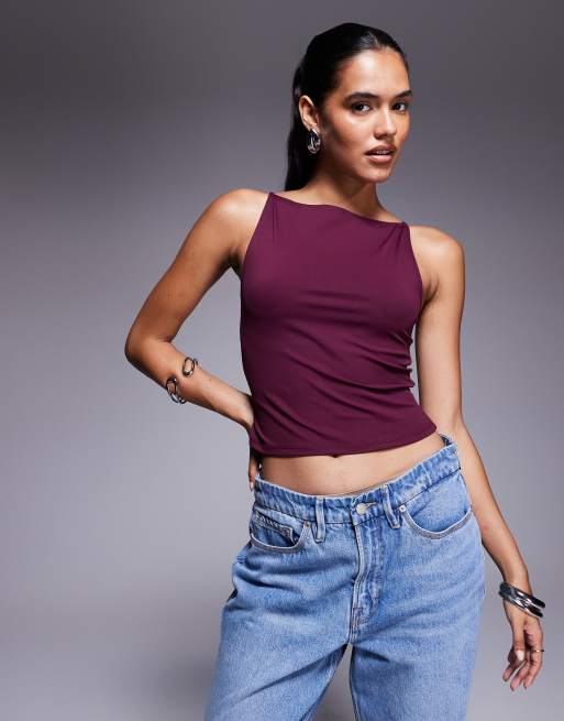 Good American weightless scuba tank top in fig