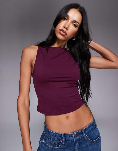 Good American weightless sleeveless tank in fig