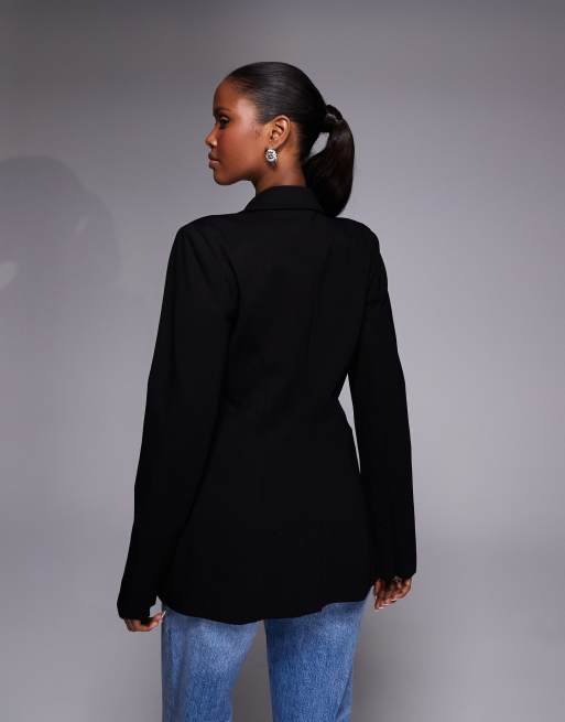 Good American x ASOS – Zweireihiger Ponte-Blazer in Schwarz, 4 von 4