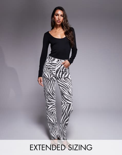 Good American zebra good icon straight jeans in cloud white zebra - view 1