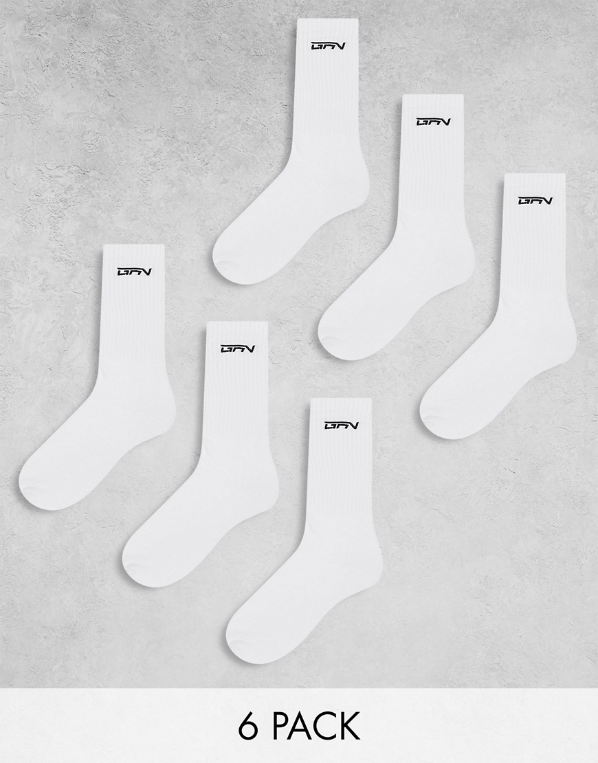 Good For Nothing 6 pack embroidered logo socks in white