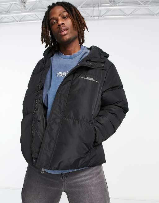 Good for nothing hooded sales puffer jacket in black