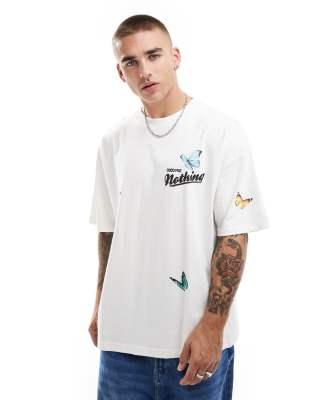 all over print T-shirt in off white