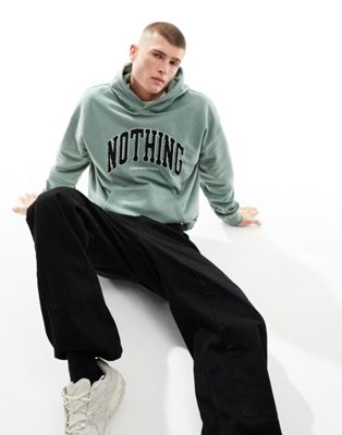 Good For Nothing applique varsity hoodie in green - ASOS Price Checker