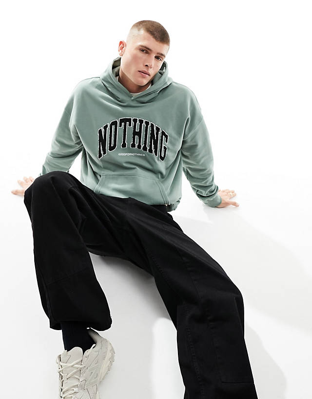 Good For Nothing - applique varsity hoodie in green